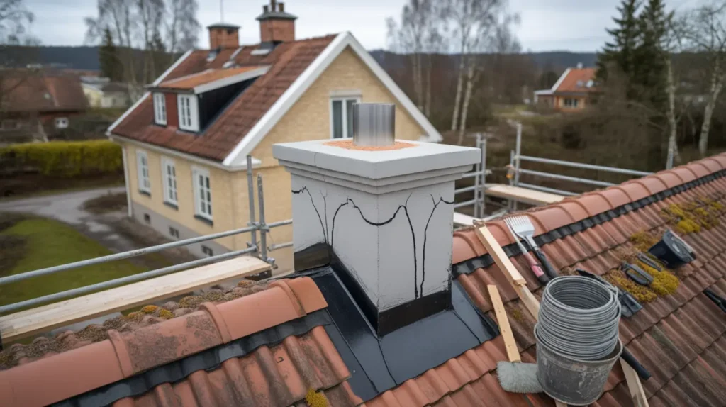 skorstensrenovering med glidgjutning p villa i lambohov link ping